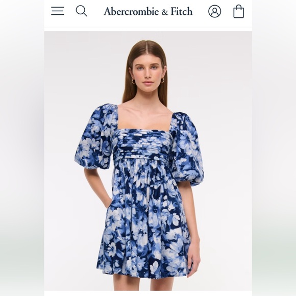 Abercrombie & Fitch  Emerson Poplin Puff Sleeve Mini Dress - Picture 4 of 4